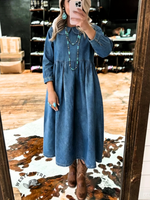 Vintage Elegant Denim Aztec Art Dress