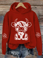 Women's Highland Cow Casual Hoodie Sweatshirt