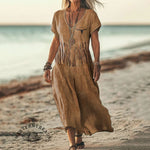 Women's Western Inspired Fringe Linen Blend Vintage Dress
