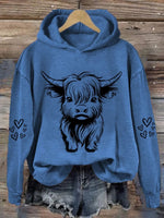 Women's Cute Highland Cow Casual Hoodie