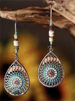 Boho Mandala Hollow Carving Beaded Earrings