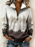 Women'S Casual Color-Blocked Print Sweatshirt