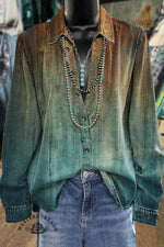 Women's Vintage Print Long Sleeved Shirt