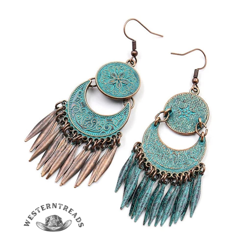 Women's Bohemian Flower Crescent Tassel Tassel Earrings