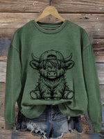 Women's Western Highland Cow Print Casual Sweatshirt