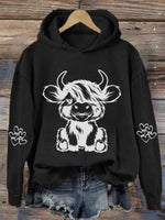 Women's Highland Cow Casual Hoodie Sweatshirt