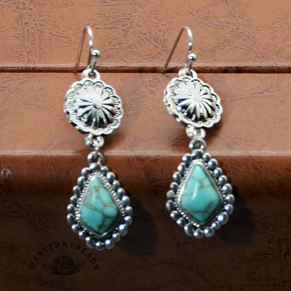 Vintage Daisy Turquoise Drop Earrings