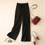 Solid Color Cotton Linen High Waist Straight-Leg Casual Pants