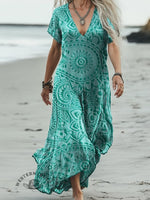 Vintage Paisley Print Pocket Cotton Dress