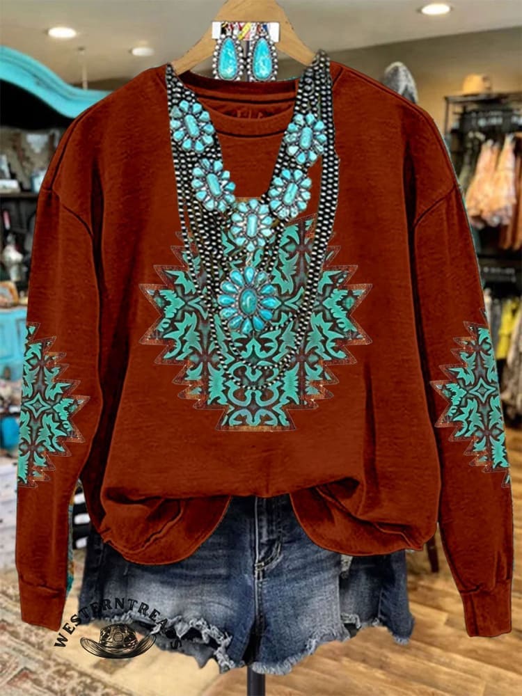 Vintage Print CasualSweatshirt