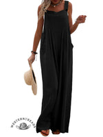 Women Casual Solid Color Pocket Jumpsuit