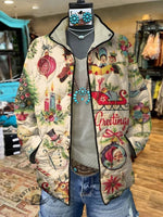 Women's Retro Christmas Pattern Print Casual Quilted Cardigan