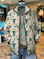 Women's Vintage Art Print Casual Quilted Cardigan