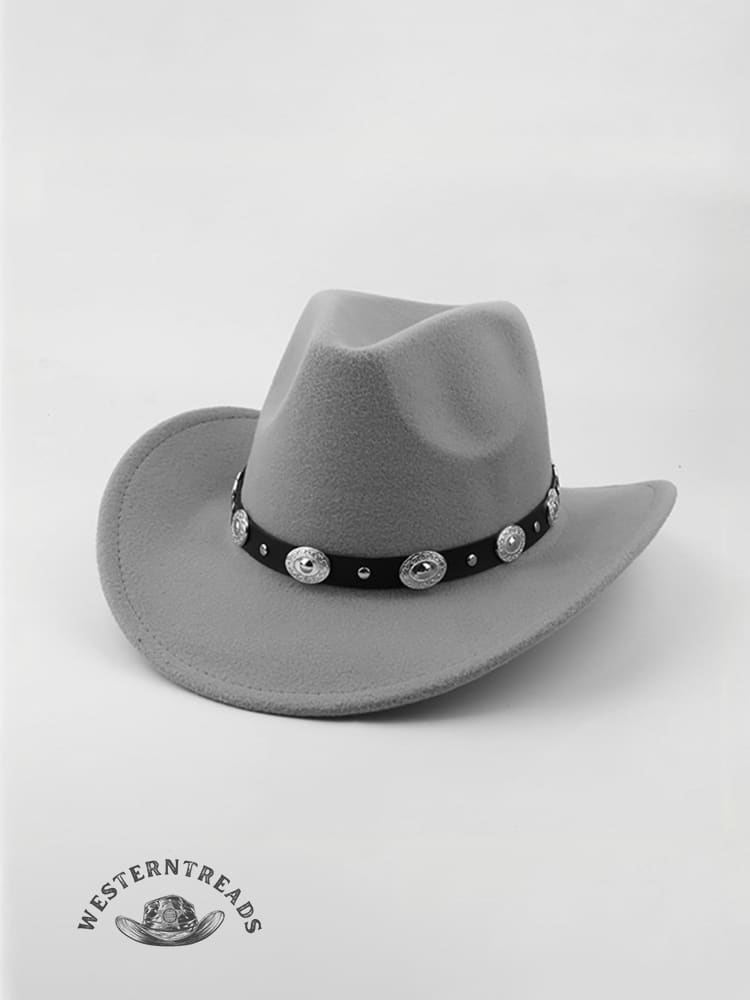 Metal Buckle Belt Decorated Western Cowboy Retro Wool Hat