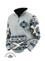 Printed Stand-up Collar Zip-up Polo Hoodie
