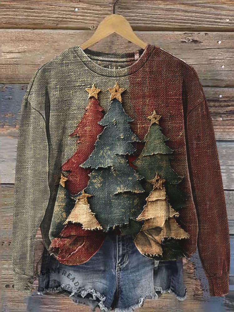 Vintage Christmas Tree Art Print CasualSweatshirt