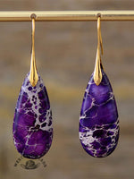 Women's Natural Teardrop Shape Emperor Stone Earrings