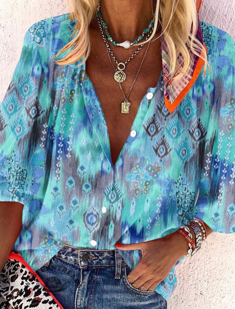 Women's Blouse Graphic Elegant Fashion Long Sleeve Basic Standing Collar Shirt