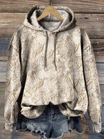 Women's Floral Textured Art Patterns Prints Casual Pocket Hooded Sweatshirt