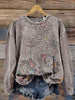 ?Hot Sale?Vintage Floral Art Print Casual Sweatshirt