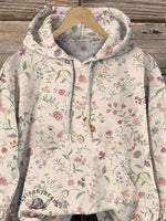 Lovely Retro Floral Pattern Printed Casual Hoodie Sweatshirt