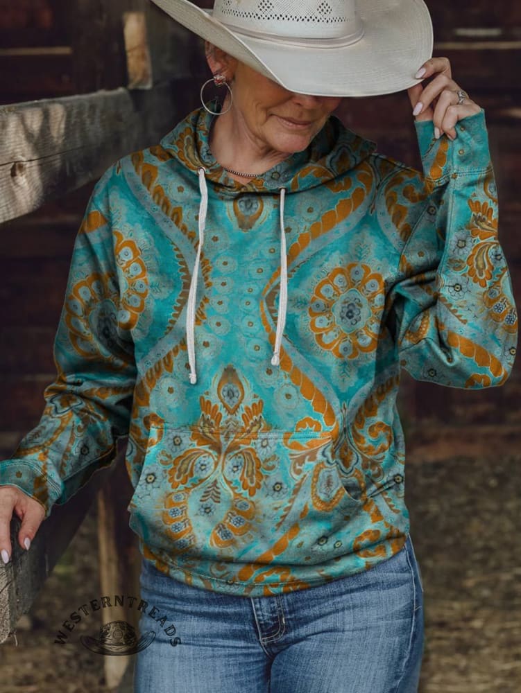 Classic Western Print Casual Sweatshirt