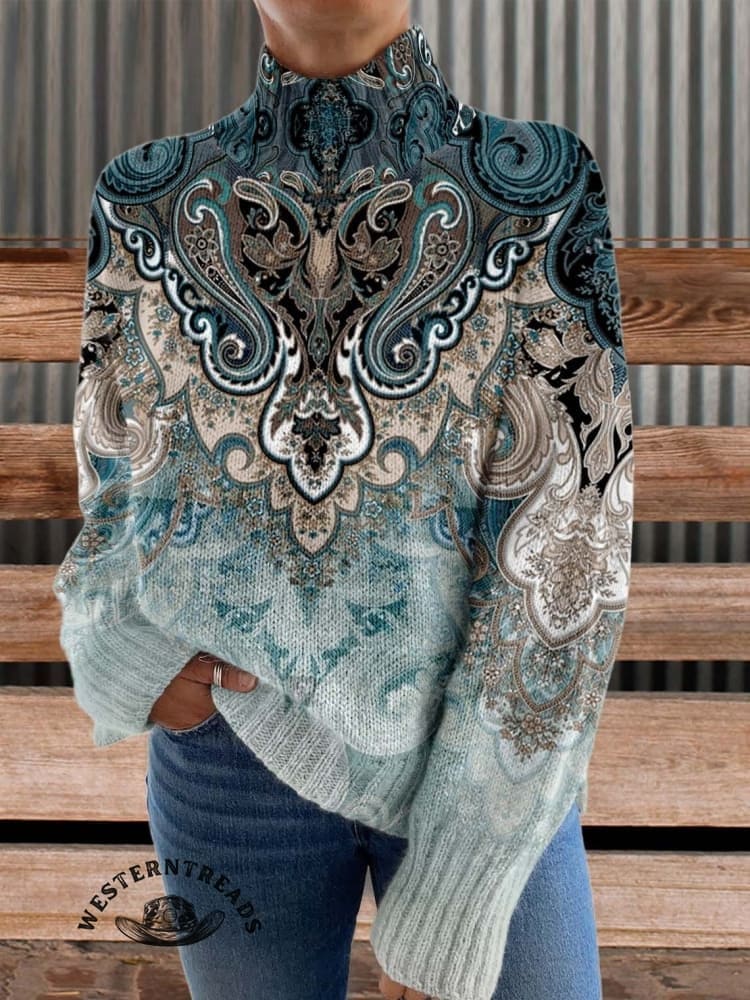 ?Hot Sale?Women's Paisley Print Casual Sweatshirt