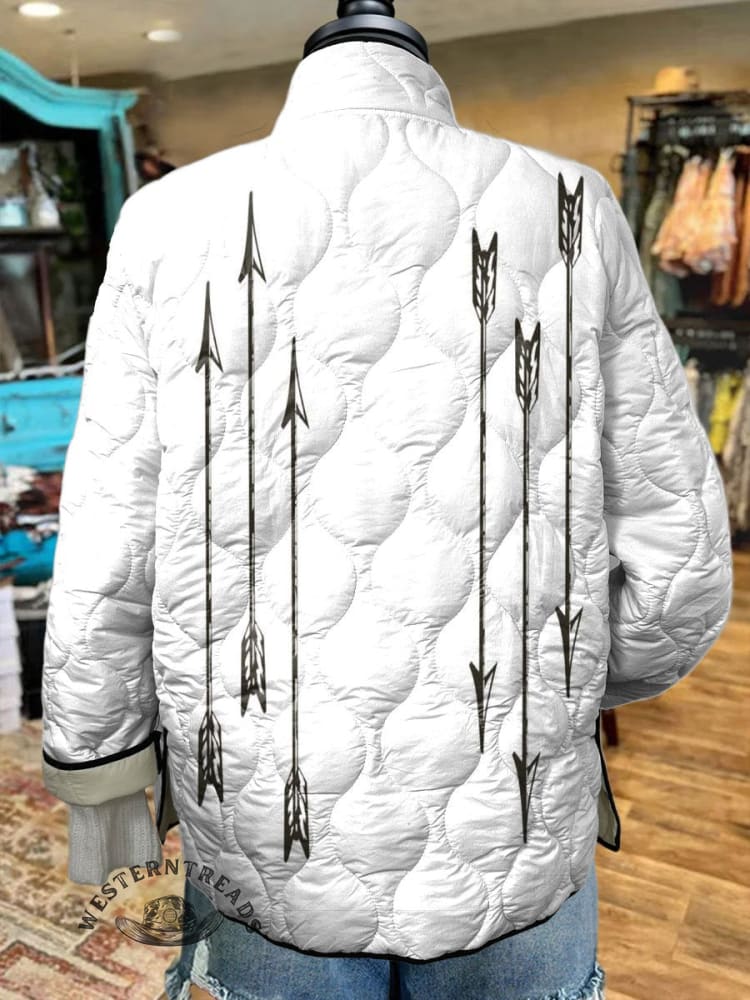 Women's Vintage Art Print Casual Quilted Cardigan