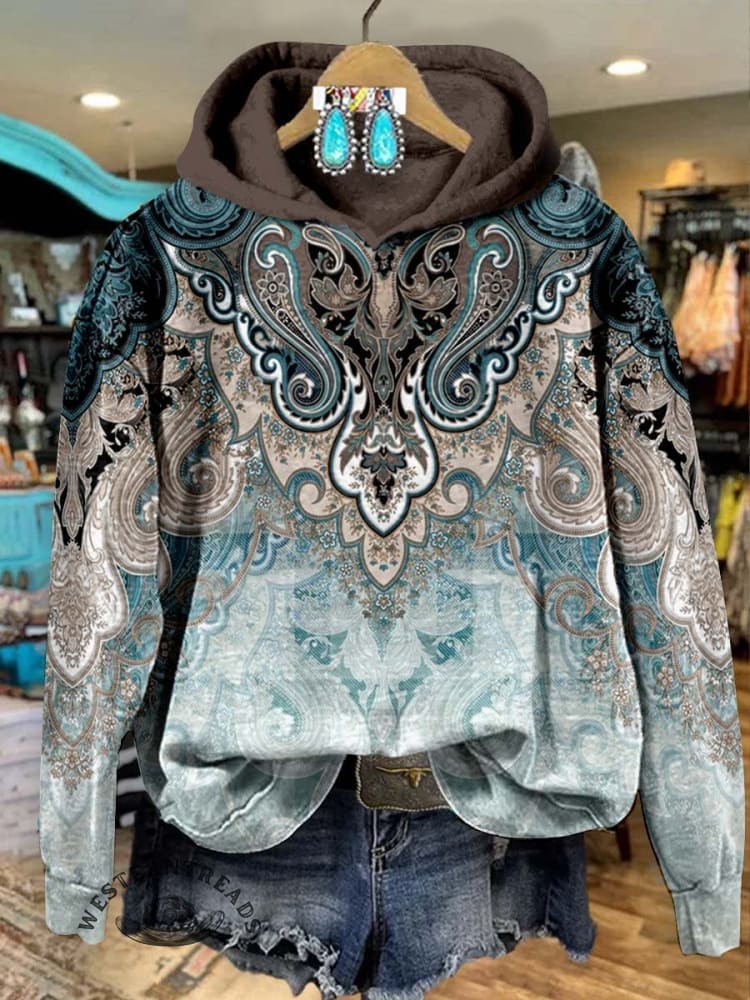 ?Hot Sale?Women's Paisley Print Casual Sweatshirt