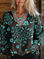 Women's Vintage Casual V-neck Pullover Knit