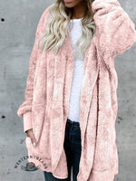 Autumn and Winter Solid Color Warm Top Medium Long Coat