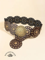 Vintage Western Cowboy Round Hollow Metal Wide Belt