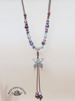 Colorful Beaded Butterfly Braided Rope Ethnic Necklace