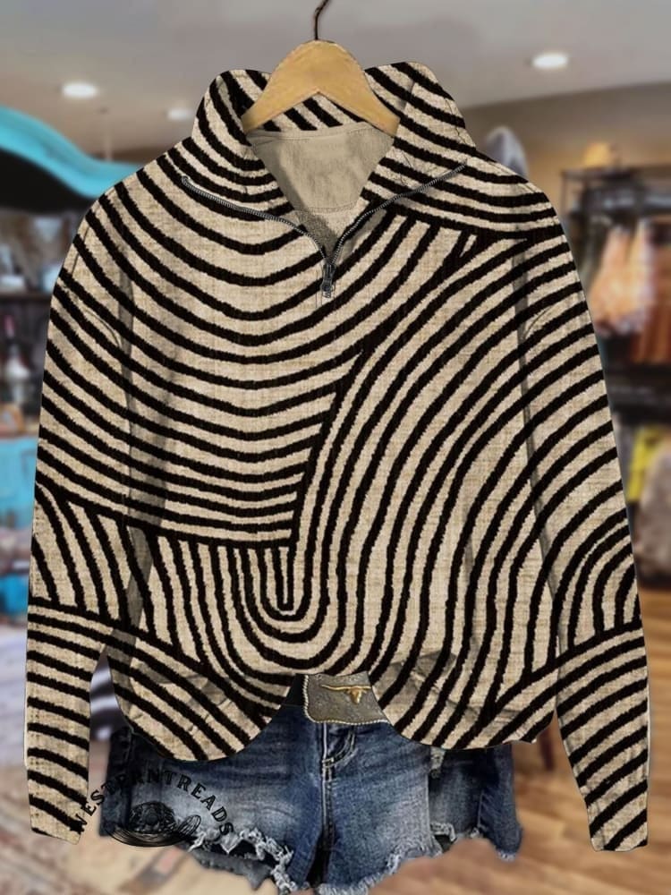 🔥Hot Sale🔥Vintage Hand Drawn Circle Line Print CasualSweatshirt