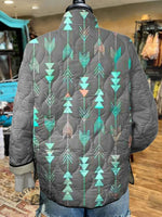 Women's Vintage Art Print Casual Quilted Cardigan