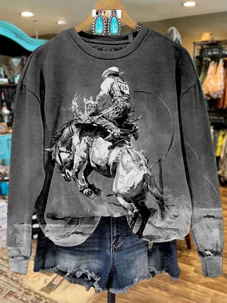 Women's Vintage Print Casual Sweatshirt