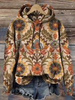 Women's Vintage Folk Flower Art Patterns Prints Casual Sweatshirt