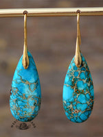 Women's Natural Teardrop Shape Emperor Stone Earrings