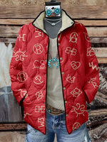 Women's Western Print Casual Quilted Cardigan