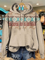 ?Limited Time Discount?Vintage Aztec Horse Art Print Casual Hoodie Sweatshirt