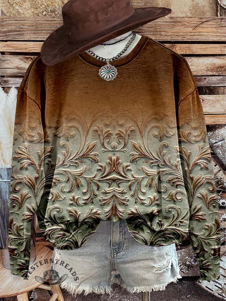 Vintage Print Casual Sweatshirt