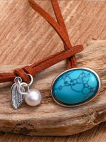 Women's Ethnic Style Turquoise Velvet Choker Necklace