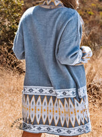 Autumn and Winter Ethnic Style Printed Knitted Long-sleeved Sweater Jacket