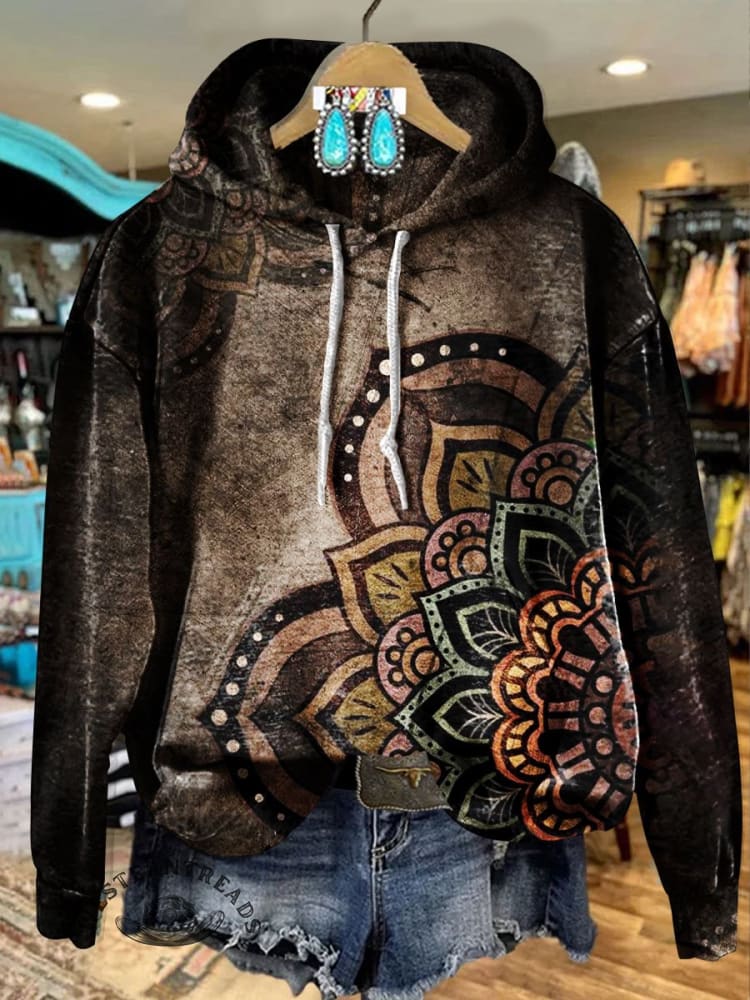 Vintage Art Print Casual Hoodie Sweatshirt