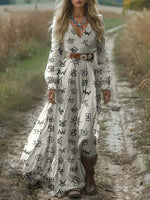 Women's Cattle Brands Print Pocket Cotton Dress