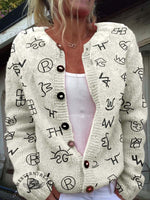 Western Cattle Brands Print Buttoned Cardigan Sweater
