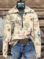 🔥Hot Sale🔥Vintage Western Cactus Rodeo Sweatshirt