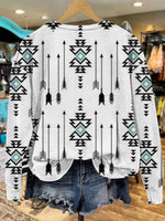 š„Hot Saleš„White Vintage Aztec Print Casual Sweatshirt