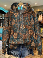 Vintage Flower Art Casual Long Sleeve Sweatshirt Hoodie