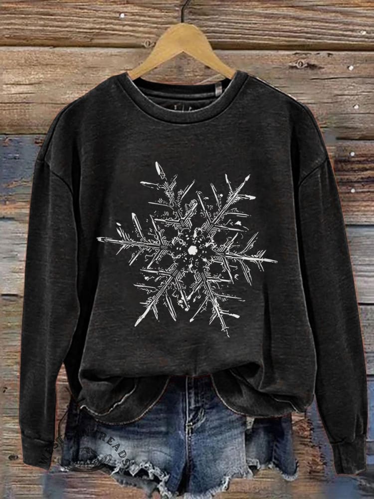 Snowflake Winter Christmas Print Casual Sweatshirt